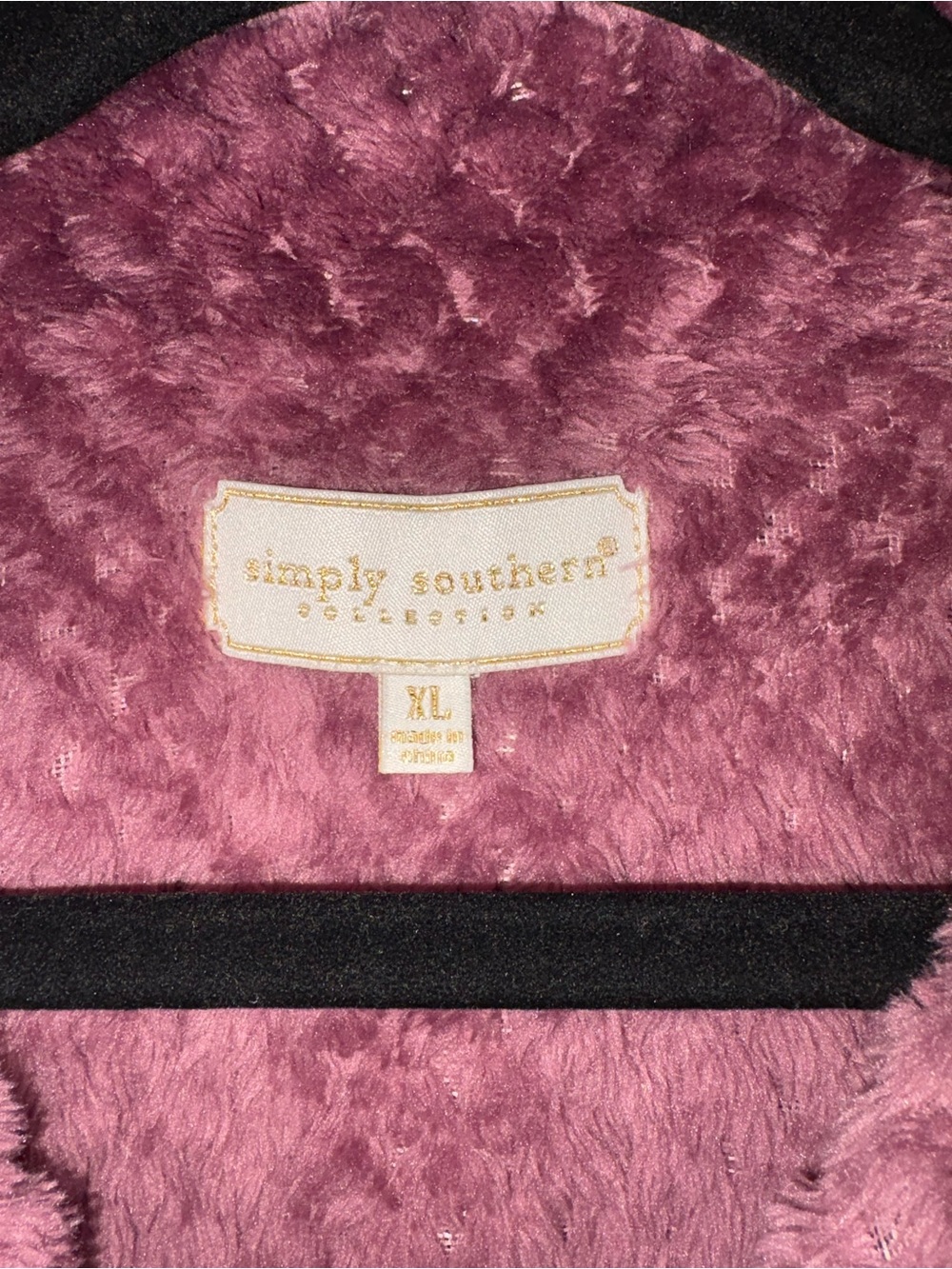 Simply Southern Plush Zip-Up Jacket in Mauve with Peach Trim - Picture 3 of 4